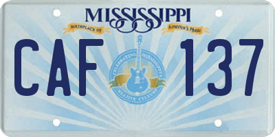 MS license plate CAF137