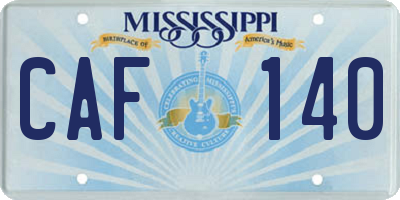 MS license plate CAF140