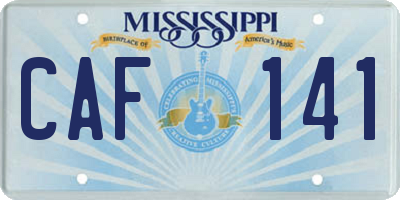 MS license plate CAF141