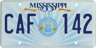 MS license plate CAF142