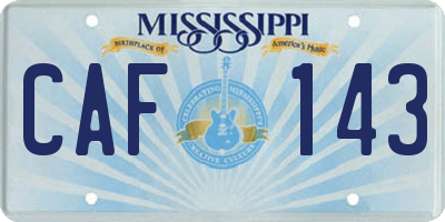 MS license plate CAF143