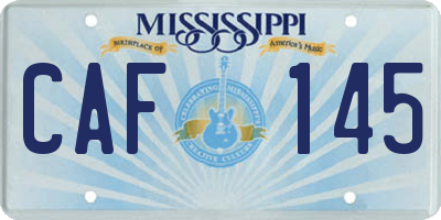 MS license plate CAF145