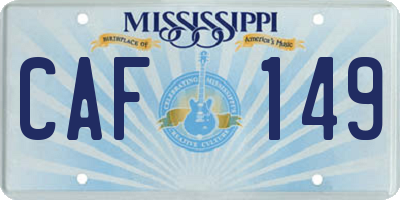 MS license plate CAF149