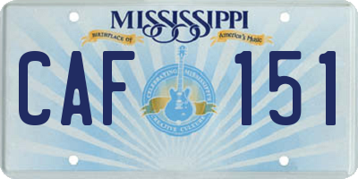 MS license plate CAF151