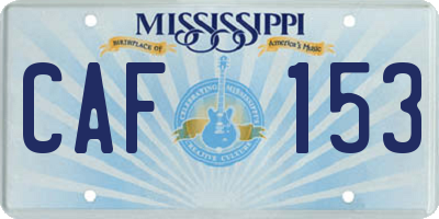 MS license plate CAF153