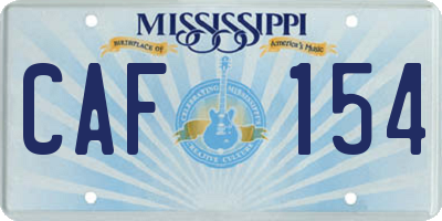 MS license plate CAF154