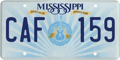 MS license plate CAF159