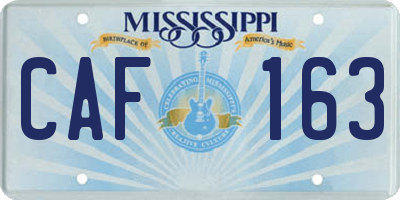 MS license plate CAF163