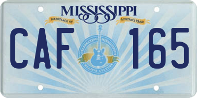 MS license plate CAF165