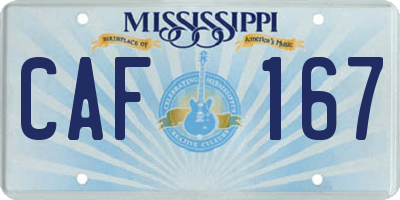 MS license plate CAF167