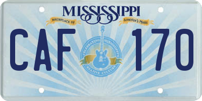 MS license plate CAF170