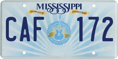 MS license plate CAF172