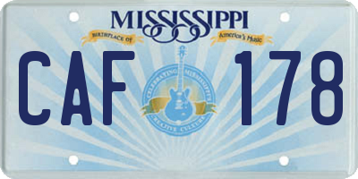 MS license plate CAF178