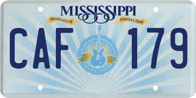 MS license plate CAF179