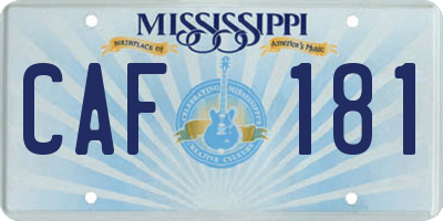 MS license plate CAF181