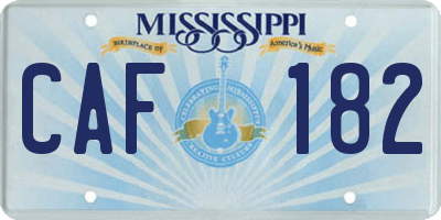 MS license plate CAF182