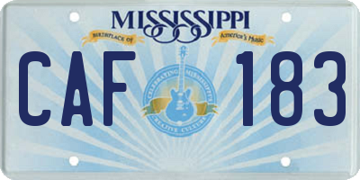 MS license plate CAF183