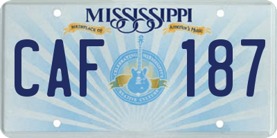 MS license plate CAF187