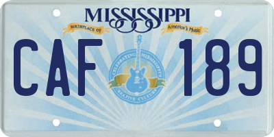MS license plate CAF189