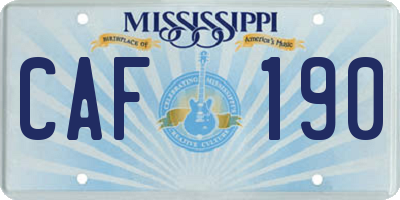 MS license plate CAF190