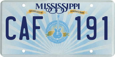 MS license plate CAF191