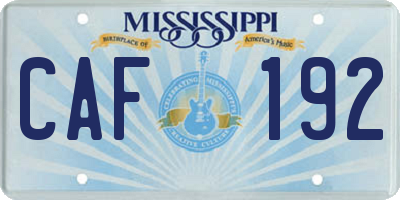 MS license plate CAF192