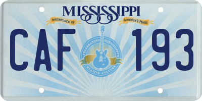 MS license plate CAF193