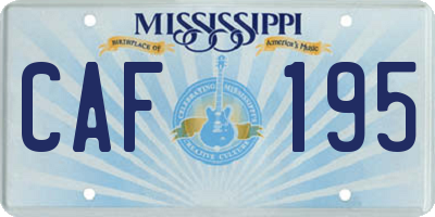 MS license plate CAF195