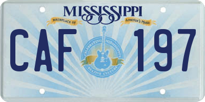 MS license plate CAF197