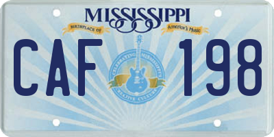 MS license plate CAF198
