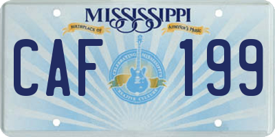 MS license plate CAF199