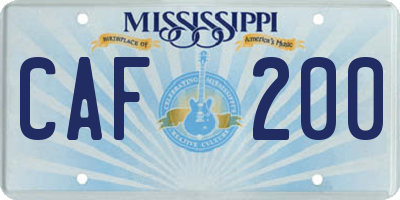 MS license plate CAF200