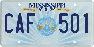 MS license plate CAF501