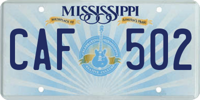 MS license plate CAF502