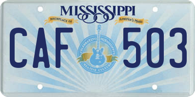 MS license plate CAF503