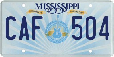 MS license plate CAF504