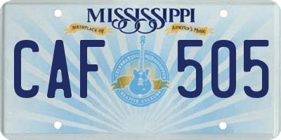 MS license plate CAF505