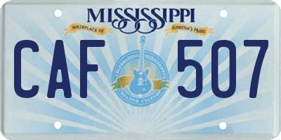MS license plate CAF507