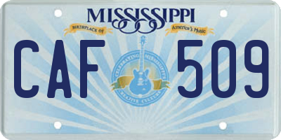 MS license plate CAF509