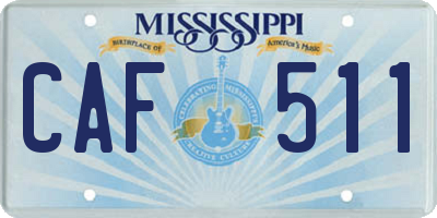 MS license plate CAF511