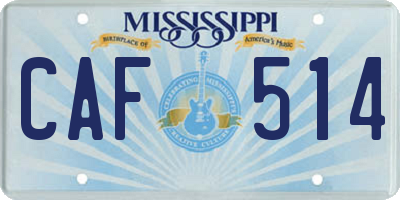 MS license plate CAF514