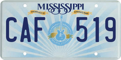 MS license plate CAF519