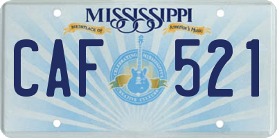 MS license plate CAF521