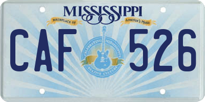 MS license plate CAF526