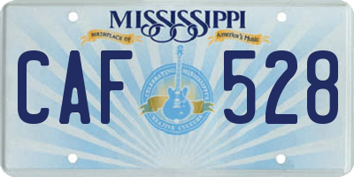 MS license plate CAF528
