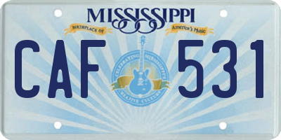 MS license plate CAF531