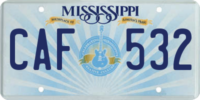MS license plate CAF532