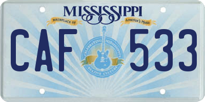 MS license plate CAF533