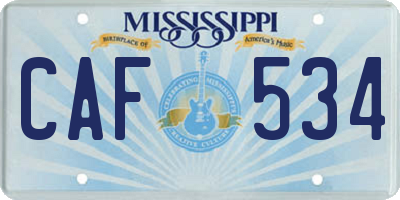 MS license plate CAF534