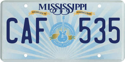 MS license plate CAF535